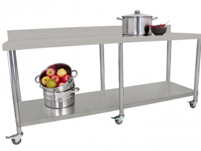 Delovna inox miza s kolesi 200 cm